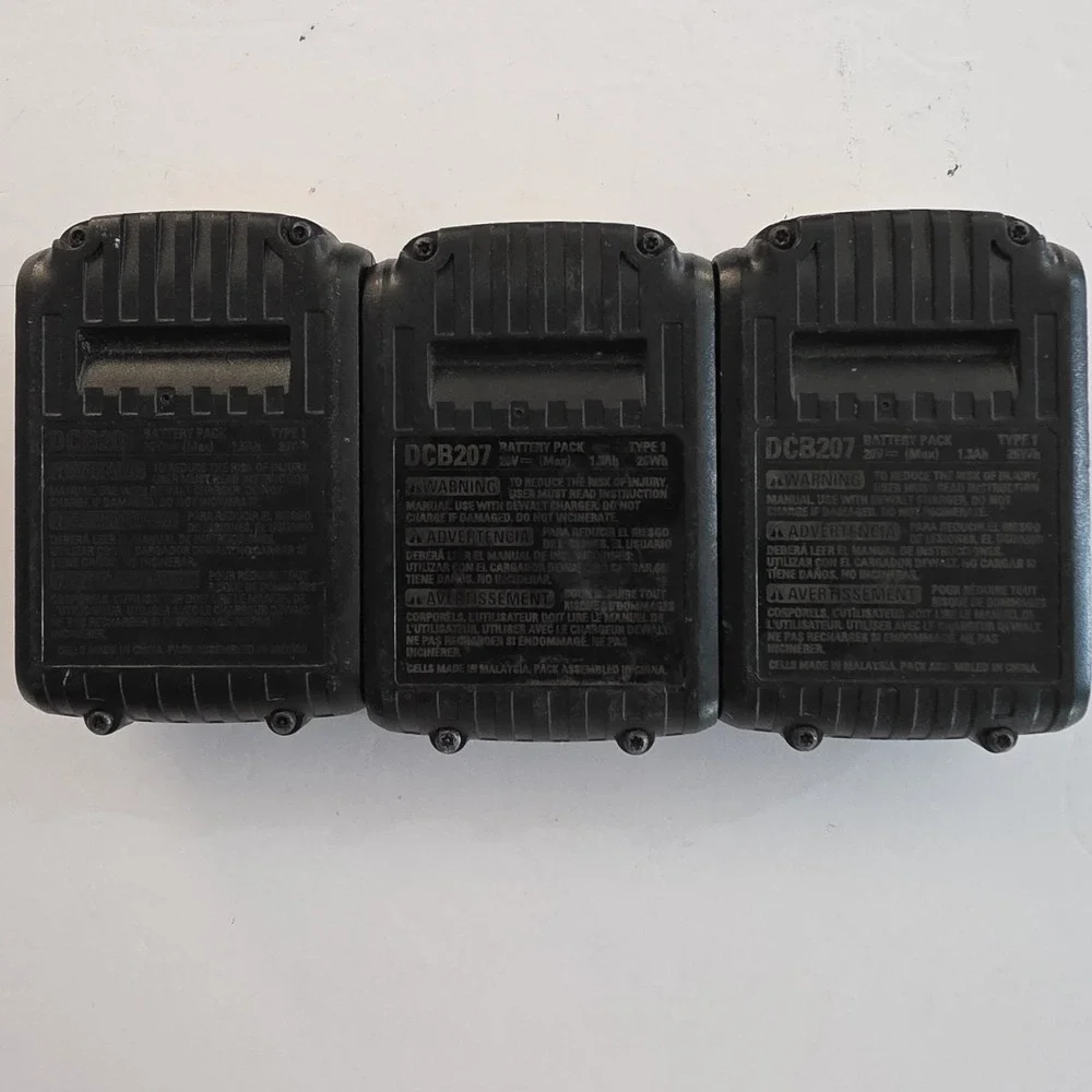 Lot Of 3 Genuine DeWalt DCB207 20V MAX Lithium-Ion Battery 1.3 Ah Tested Works